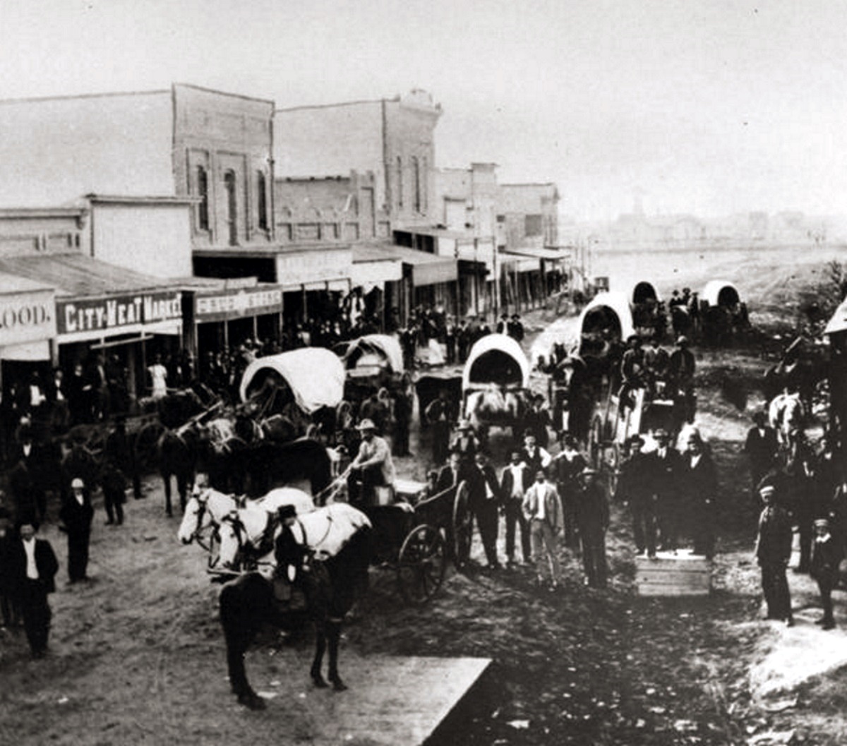 Main Street and Stores in Midland, Texas in 1890